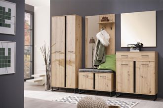 Inosign Garderoben-Set »Sardinia« Set, Garderobenschrank, Schuhkommode, Schuhbank, Garderobenpaneel, Spiegel, 5 Stk. tlg