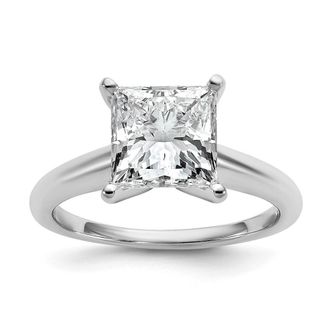 Diamond2Deal 14k White Gold 3 Ct Certified Princess Lab Grown Diamond Solitare Engagement Ring