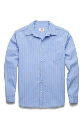 Surfside Supply Co. Brian Pinstripe Shirt in Wedgewood Blue at Nordstrom, Size Xx-Large