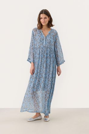 Part Two Jurk Relaxed fit Faded Denim Scattered Flower blue multi