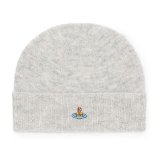Vivienne Westwood Orb Geborduurde Gebreide Muts - Dames - Hoeden - Grijs - ONE Size - Accessoires