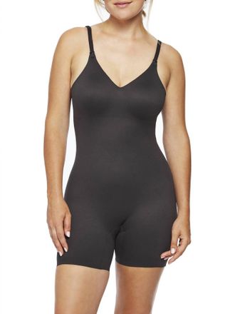 TC Fine Intimates Dress Rehearsal Low-Back Mid-Thigh Shaping Bodysuit In Black