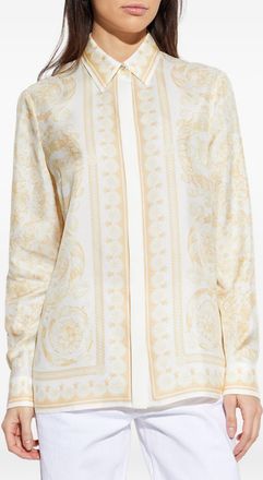 Versace Womens Barocco Print Silk Shirt - Ivory - Size EU 34 (Womens)