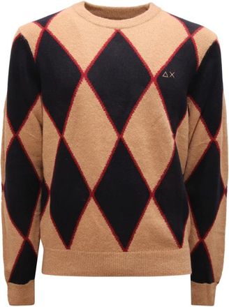 Sun 68 K43154 Wol Blend Trui - Heren - Ronde hals truien - Veelkleurig - S - Wol - Truien & Vesten