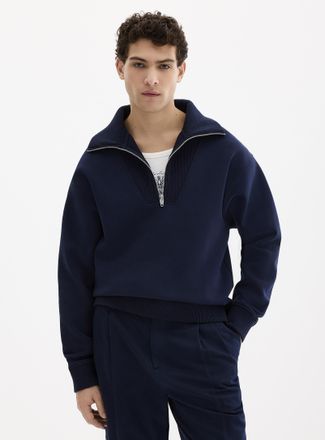 Le 31 Mens Zipped funnel-neck sweatshirt