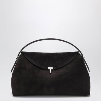 Toteme T-lock bag brown Espresso in suede leather