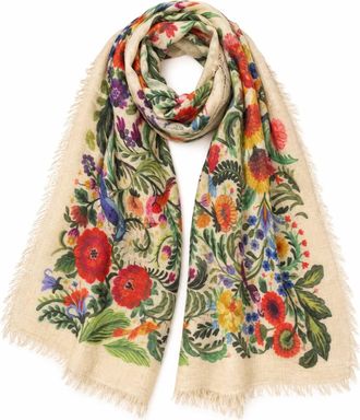 Dolma Womens Jardin Wool Scarf Wrap In Beige