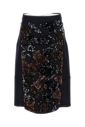 Plan C Multicolor Sequin Embroidery Wool Blend Mini Skirt