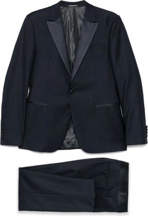 Emporio Armani Single-breasted Pak - Heren - Business pakken - Blauw - L - Wol - Kostuums