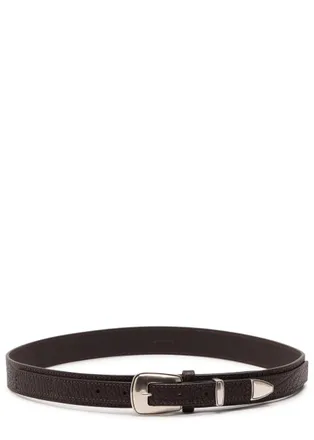 Christophe Lemaire Minimal Western Grained Leather Belt - Dark Brown - 90 (UK 14 / XL)