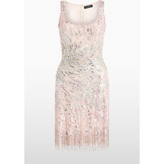Jenny Packham Swirly Sequin-Embelished Mini Dress in Sugar at Nordstrom, Size 12 Uk