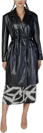Only Zwarte Polyester Parka Trenchcoat Collectie - Dames - Jas met riem - Zwart - L - Polyester - Jassen