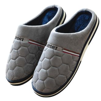 Generic Fall and Winter Mens Cotton Slippers Extra Large Size Plus Size Home Cotton Shoes for Warmth and Platform Soles(Grey 03,44-45)