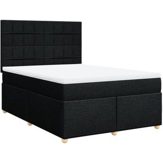 vidaXL Vidaxl - Cama Box Spring Con Colch&oacute;n Tela Negro 160x200 Cm