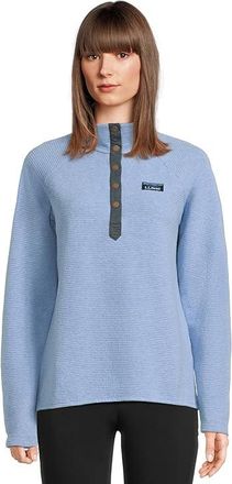 L.L.Bean Lakewashed Ottoman Knit Quarter Snap Womens Sweater Lake Heather : MD, Cotton/Polyester