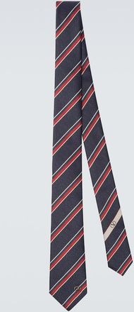 Valentino Garavani VLogo striped silk twill jacquard tie