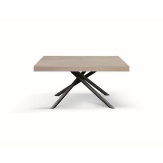 Konte Design Mesa de madera, olmo perla, base antracita, extensible 140x90-220x90cm
