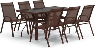 vidaXL 7 Piece Garden Dining Set Brown and Black Vidaxl