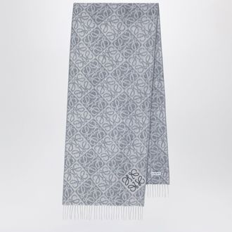 Loewe Sciarpa Anagram grigia in lana e cashmere