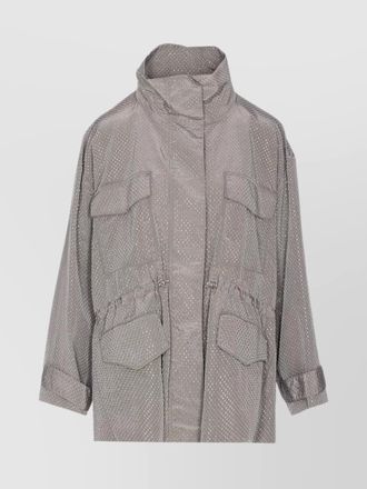 Pinko drawstring waist parka strass