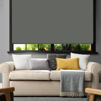Lewis's Luna Blackout Roller Blinds - Charcoal - 120x165cm | TJ Hughes Grey