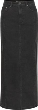 Gestuz Donkergrijze Gewassen Denim Lange Rok - Dames - Spijkerrokken - Grijs - S - Denim - Rokken