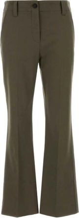 Brunello Cucinelli Brunello Cucinelli, Wide Trousers, female, Green, Size: M Stretch Cotton Pant