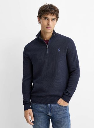 Polo Ralph Lauren Polo Shirt Ralph Lauren - Mens Honeycomb-stitch zip-neck sweater