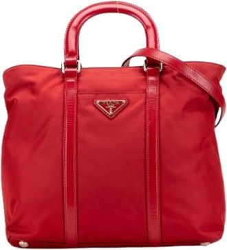 Prada Pre-owned Tote Bags, female, Red, Size: ONE SIZE Pre-owned Vintage Nylon Tote Bag