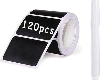 No Brand 120 Hojas De Pegatinas De Pizarra, Etiquetas Autoadhesivas Impermeables Con Bol&iacute;grafo Para Tarros De Especias Y Mermeladas, 5,5 X 3,5 Cm