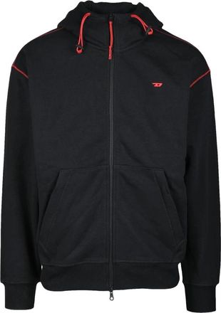 Diesel Sportief Katoen-Polyester Sweatshirt - Heren - Vesten met rits - Zwart - 2XL - Katoen - Hoodies & sweatvesten