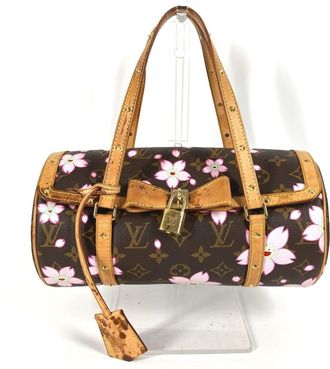 Louis Vuitton Brown Pink Monogram Cherry Blossom Handbag Shoulder Bag Tote Bag (Pre-Owned)