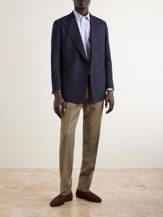 Ralph Lauren Purple Label Straight-Leg Checked Silk, Wool and Cashmere-Blend Suit Trousers