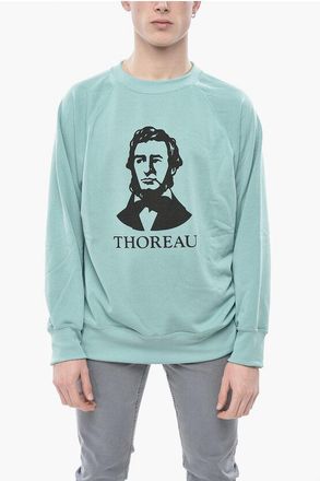 Mountain Research Crewneck Sweatshirt THOREAU in Solid Color With Front Print size L