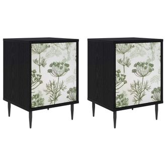 vidaXL Mesa De Noche Gotha 2 Uds. Roble Negro 36 X 33 X 51 Cm Vidaxl