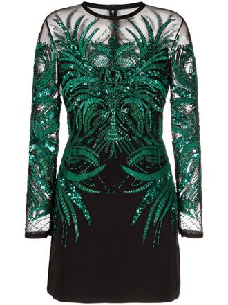 Elie Saab bead-embroidered minidress - women - Silk/Viscose/Acetate/Spandex/Elastane/Silk - 38 - Green