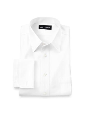 Paul Fredrick Non-iron Cotton Herringbone Point Collar French Cuff Dress Shirt