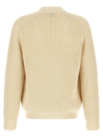 HUGO BOSS Honeycomb Cotton Blend Cardigan - cream