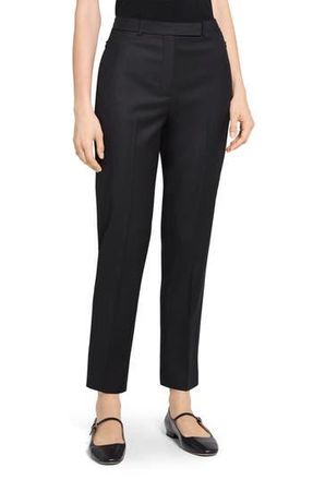 Theory Sleek Flannel High Waist Taper Pants in Black at Nordstrom Rack, Size 12