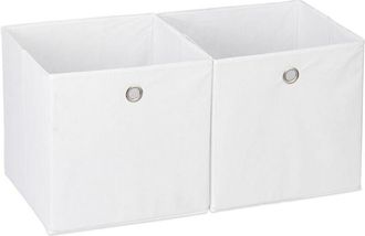 Relaxdays 6 x fabric storage boxes, square, shelf storage, cube-shaped boxes, HxWxD: 30 x 30 x 30 cm, white