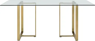 VENTE-UNIQUE.COM Mesa fija cristal templado transparente, dorado