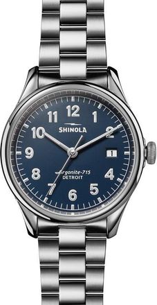 Shinola The Vinton Bracelet Watch, 38mm in Silver/Midnight Blue/Silver at Nordstrom