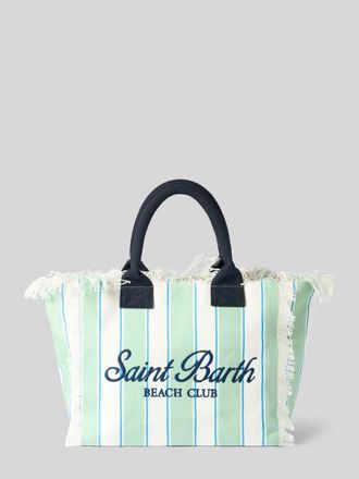 MC2 Saint Barth Shopper mit Label-Print und Fransen Modell VANITY in Mint, Gr&ouml;&szlig;e 1