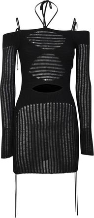 ADĀMO Andrea Adamo Kleedjes, Dames, Zwart, S, Polyester, Zwart Cut-Out Mini Jurk Ss 23