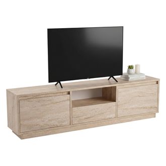 Dmora Dmora - Mueble De Televisi&oacute;n Morrigan, Aparador De Sal&oacute;n, Mueble Bajo Para Tv, Base De Pared Equipada, 160x30 H42 Cm, Beige
