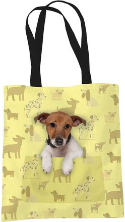 Bang Tidy Clothing Jack Russell Terrier Gifts for Dog Lovers Owners - Reusable Shopper Shoulder Tote Bags - Cloth Fabric Gift Bag with Dogs on - YELL