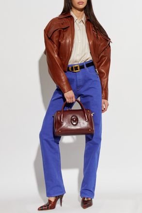 Versace Leather Jacket, Womens, Brown