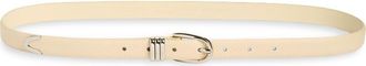 Nordstrom Janae Leather Belt in Ivory- Silver at Nordstrom, Size X-Large