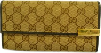 Gucci Brown Canvas Long Wallet (Bi-Fold) (Pre-Owned)