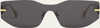 Fendi Oversized Logo Metal Shield Sunglasses